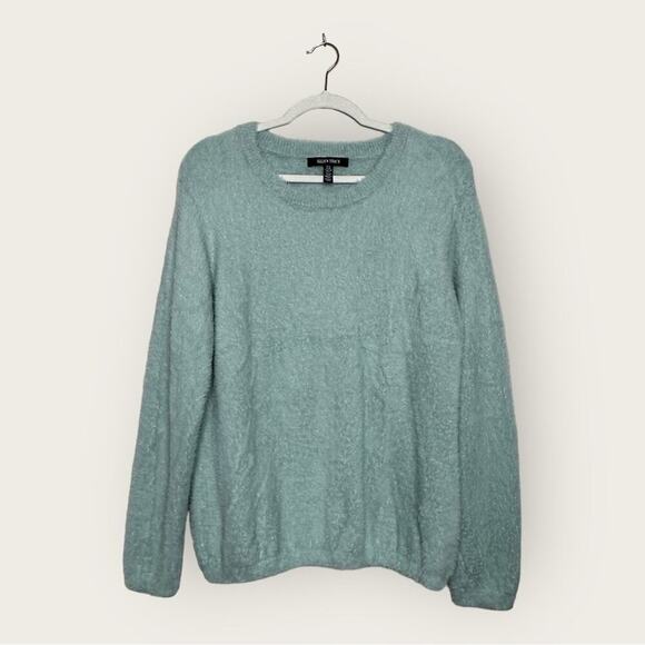EUC | Ellen Tracy | Fuzzy Pullover Crew Sweater | Mint Green | XL - Picture 1 of 9